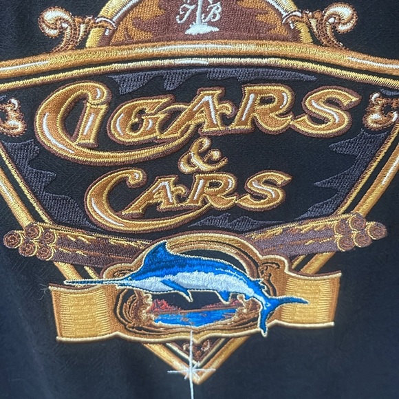 Tommy Bahama Men’s 100% Silk Cigars & Cars Embroidered Shirt Black Size XL - Picture 4 of 16